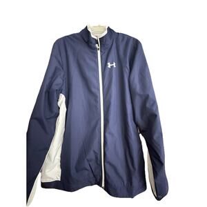 Under Armour Jacket Loose Fit Mens Size L Full Zip Vented Windbreaker Golf Blue